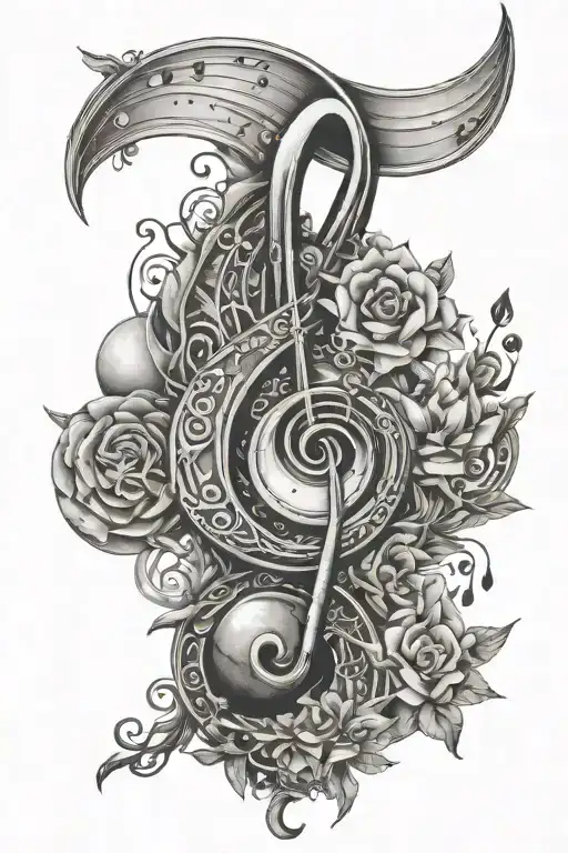 evolve, moon, music note tattoo design idea