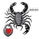 "09/02/2023" scorpion with a heart shaped lock tattoo design idea