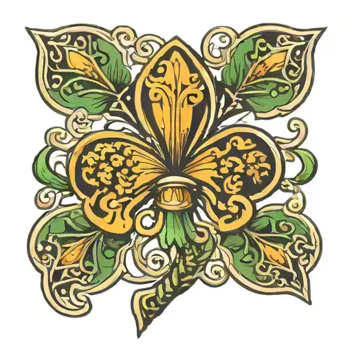 fleur di lis and a shamrock intertwined tattoo design idea
