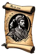 scroll of parchment with "man in the arena" speech written out tattoo design idea