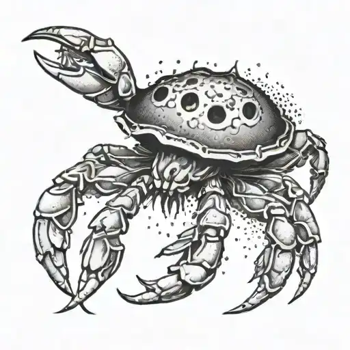 Halloween moon crab tearing off its carapis tattoo design idea