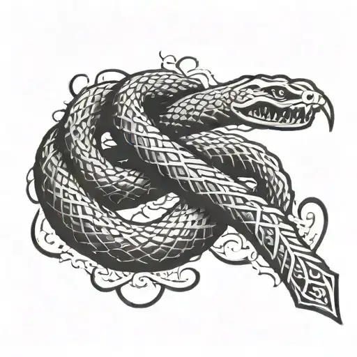 snake sword lungs tattoo design idea
