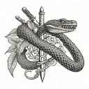snake sword lungs tattoo design idea