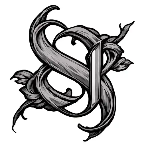 tangled letter w sh tattoo design idea