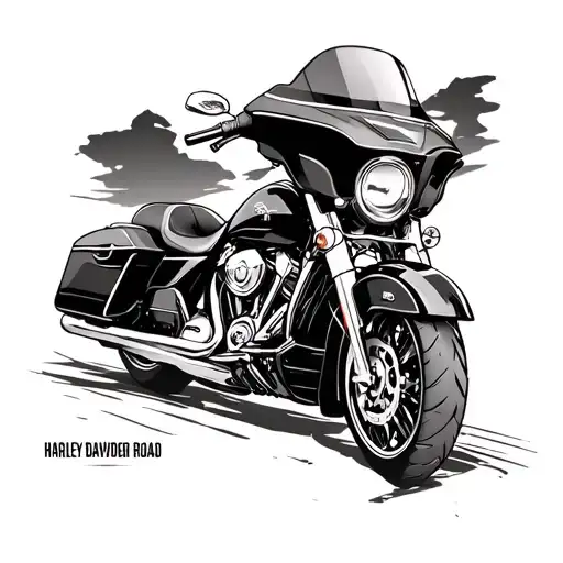 harley davidson road glide, simple outline tattoo design idea
