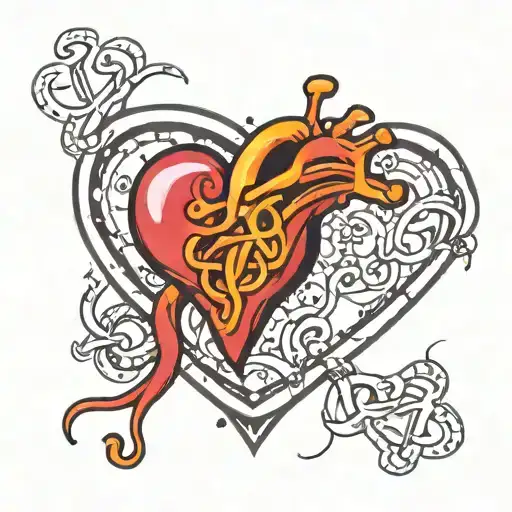 A bold and vibrant tattoo design of a heart-shaped adrenaline molecule intertwined with dollar signs, showcasing your interests in adrenaline and money tattoo design idea