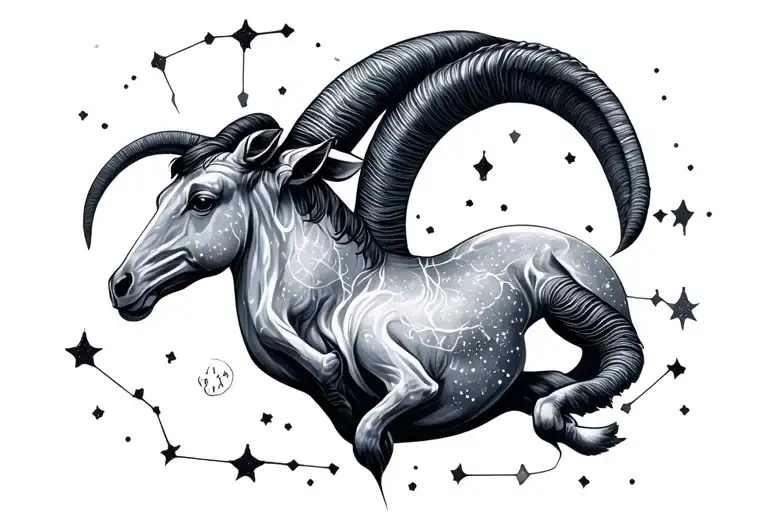 Capricorn constellation merging tattoo design idea