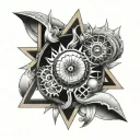 Triangle moon sun tattoo design idea