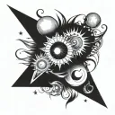 Triangle moon sun tattoo design idea