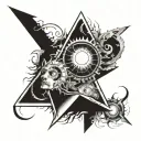 Triangle moon sun tattoo design idea