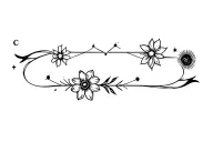 arm band tattoo aquarius constellation and flower tattoo design idea