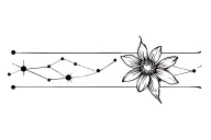 arm band tattoo aquarius constellation and flower tattoo design idea