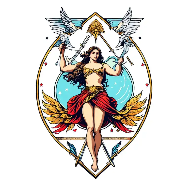 gemini, Sagittarius, athlete, angle, theatre inspired tattoo tattoo design idea