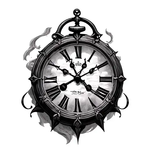 Nautical Clock tattoo design idea