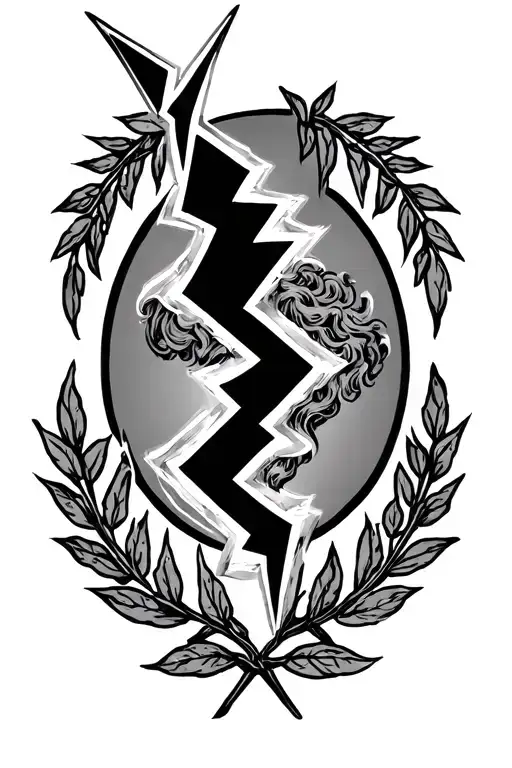 Zeus' lightning bolt and laurel leaf wreath tattoo design idea