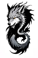 dragon and wolf separate tattoo design idea