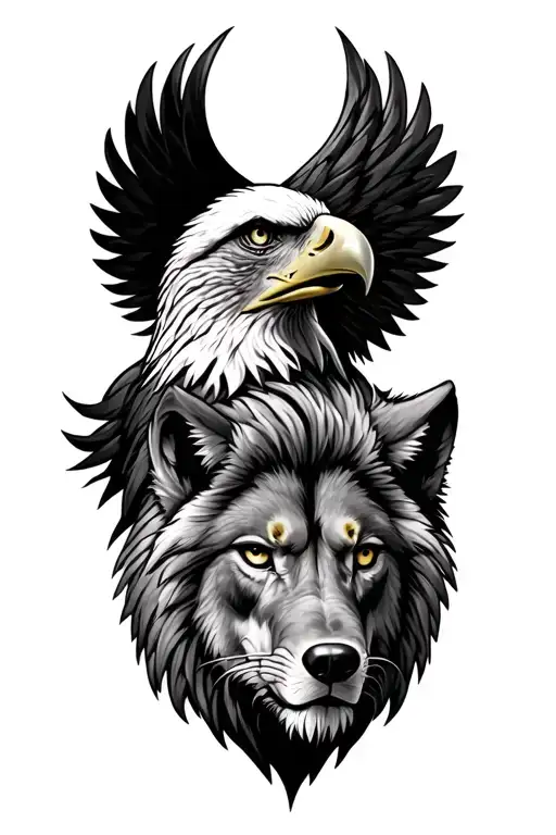 eagle , lion and wolf tattoo design idea