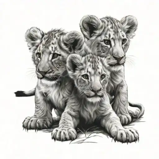 3 Lion Cubs tattoo design idea