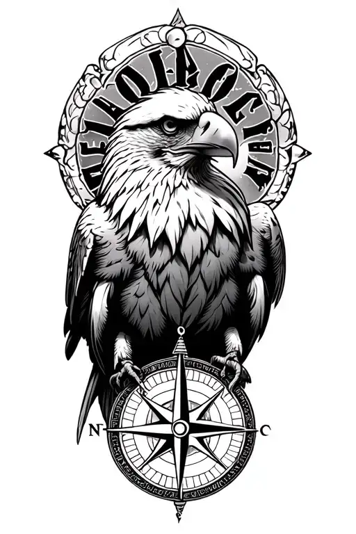 Eagle & compass tattoo design idea
