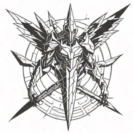 spear of longinus evangelion minimalist tattoo design idea