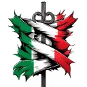 cross wrapped with Italian flag tattoo design idea