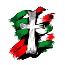 cross wrapped with Italian flag tattoo design idea