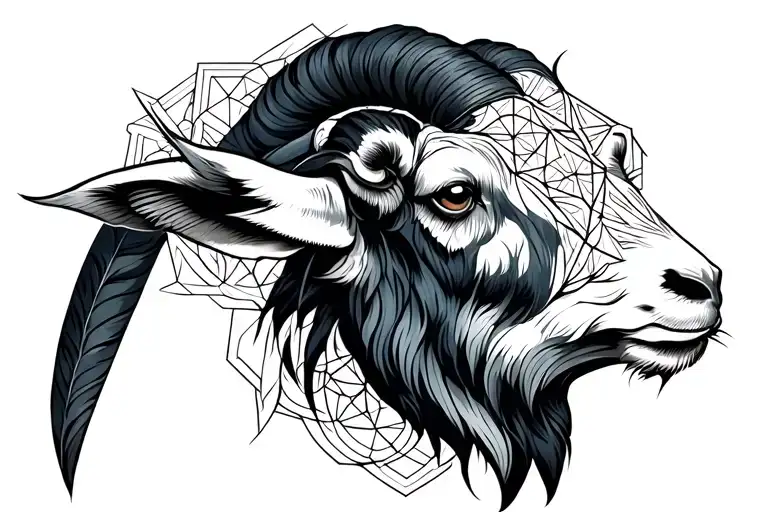 sacred geometry goat head strait on tattoo design idea