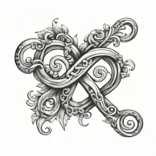infinity symbol with two names Ewelina and Patrycja tattoo design idea