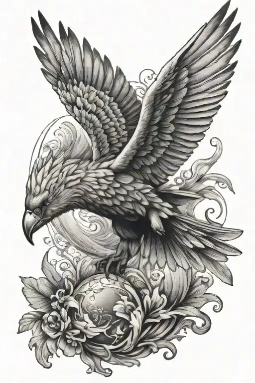 Icarus water ocean animals tattoo design idea