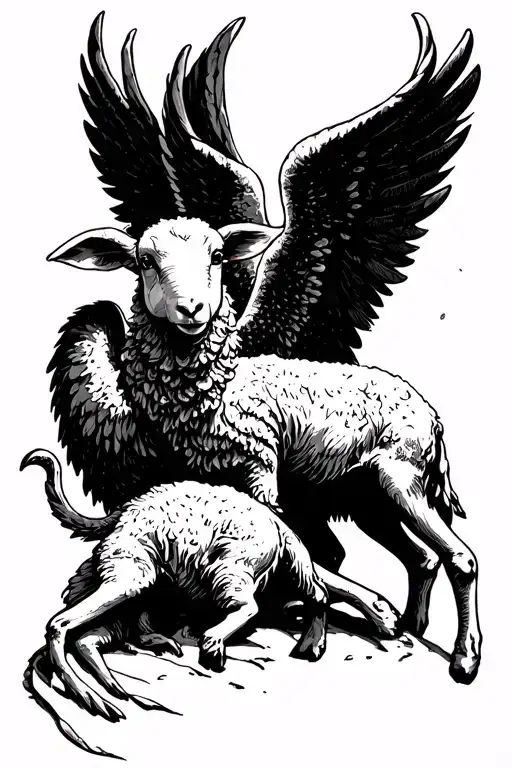 Angels,Lucky Charm and Fear The Lamb tattoo design idea
