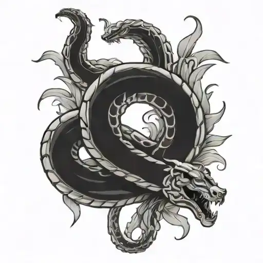 Pantera Fighting Snake wrapped tattoo design idea