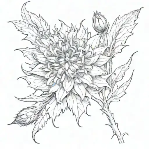 It is necessary to combine the flower "Cornflower" and the image of the Old Testament archangel in one tattoo sketch. tattoo design idea