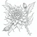 It is necessary to combine the flower "Cornflower" and the image of the Old Testament archangel in one tattoo sketch. tattoo design idea