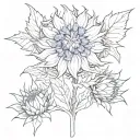 It is necessary to combine the flower "Cornflower" and the image of the Old Testament archangel in one tattoo sketch. tattoo design idea