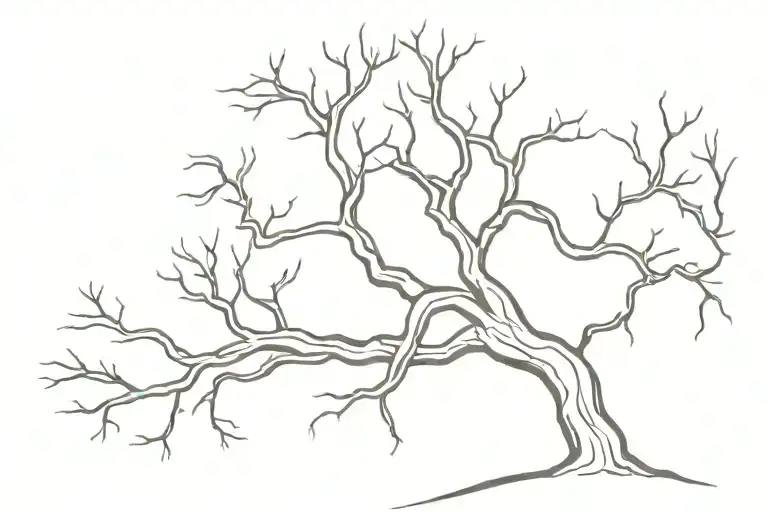 dead oak tree tattoo design idea