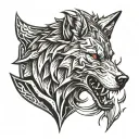 shield wolf tattoo design idea