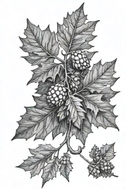 oak leaf cluster with acorns hanging tattoo design idea