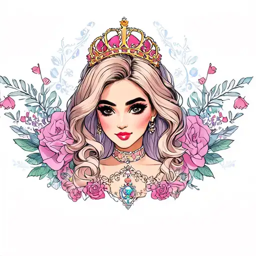 Princess Oriana with Ariana Grande's face tattoo design idea
