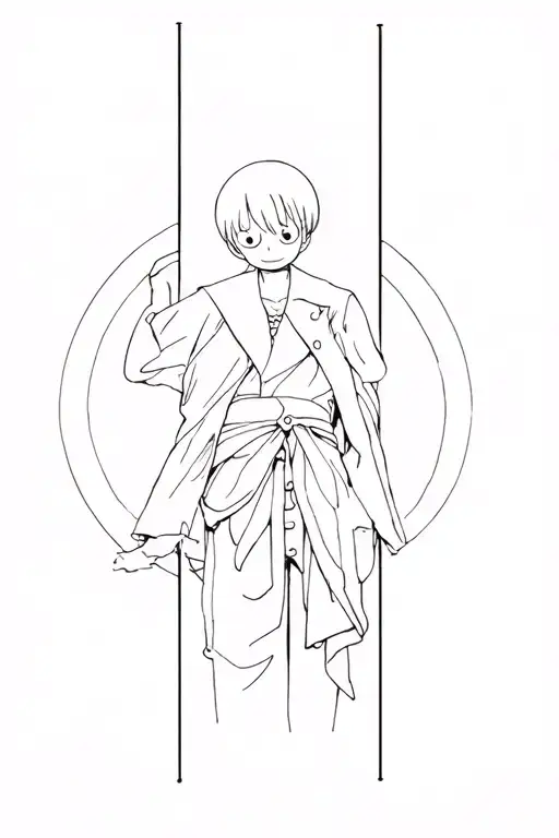 Subtle references to one piece anime. Full right arm sleeve tattoo design idea