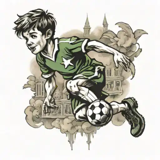 peter pan football player tattoo design idea