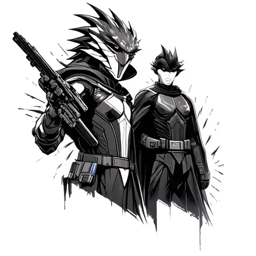 mass effect mix with star wars mix with dragon ball tattoo design idea