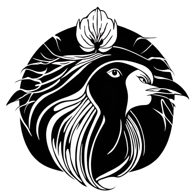 White Nun Orchid, quetzal bird tattoo design idea