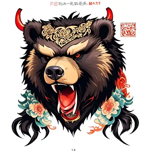 demon bear head tattoo design idea