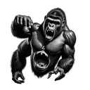 Angry Gorilla tattoo with open mouth open tattoo design idea