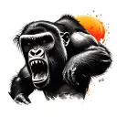 Angry Gorilla tattoo with open mouth open tattoo design idea