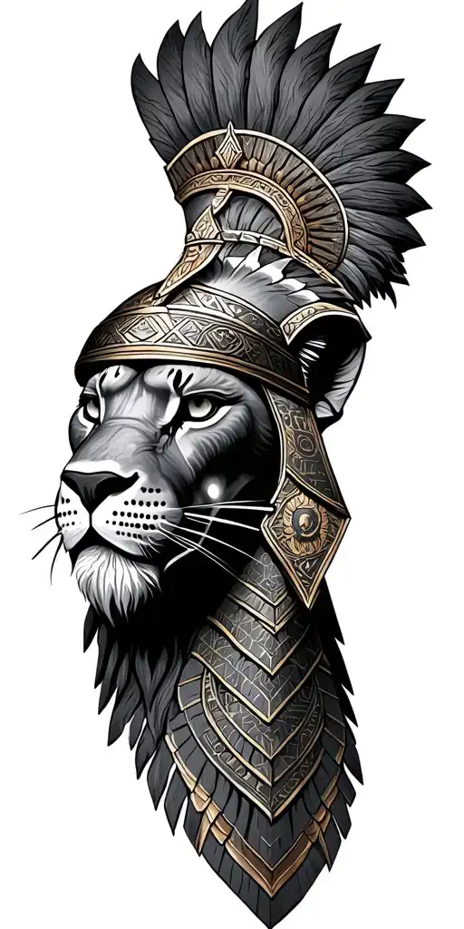 lion head Spartan warrior Sagittarius constilation pyramid of Giza Africa  tattoo design idea