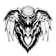 Sagrada familia architecture into a gargoyle front facing big wings tattoo design idea