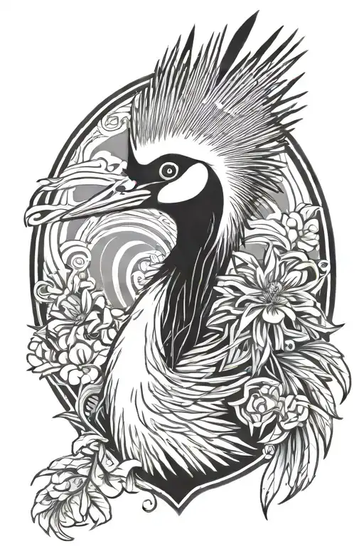 african crowned crane japanese style tattoo tattoo design idea