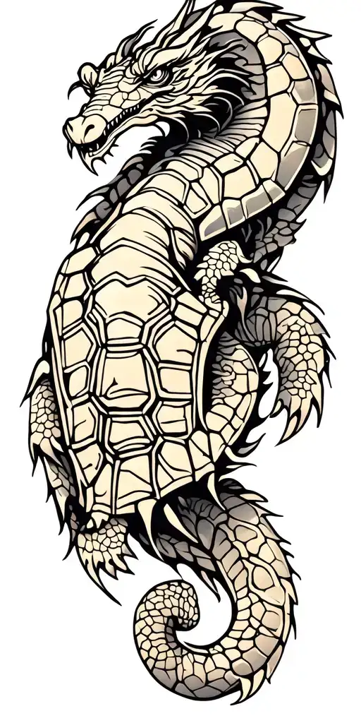 turtle dragon sleeve tattoo design idea