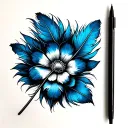 blue jay feather line floral cardinal feather tattoo design idea